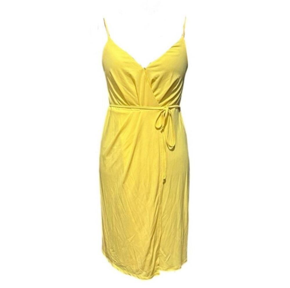 BCBGeneration Spaghetti Strap Wrap Dress in Bright Yellow XXS/XS Cocktail BCBG !